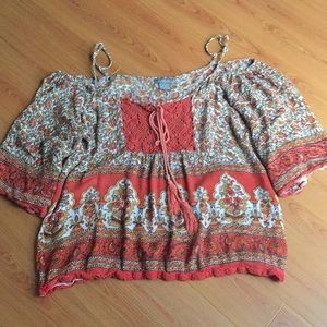 Angie Floral Cold Shoulder Top